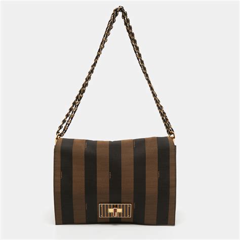 fendi large pequin stripe claudia bag|Fendi Claudia .